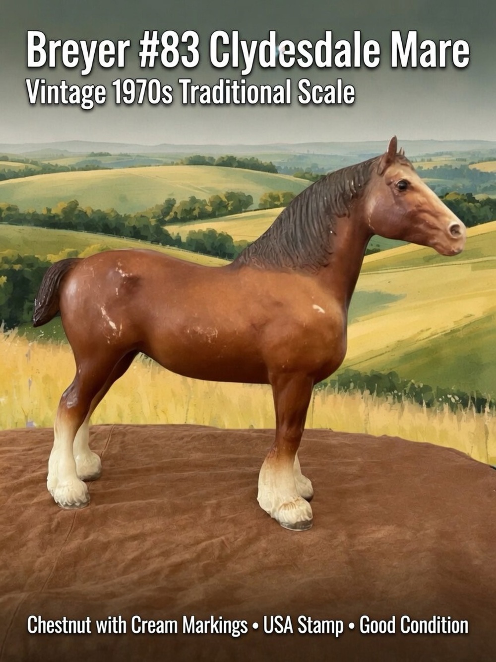 Vintage Breyer #83 Clydesdale Mare Traditional Scale Chestnut Model Horse USA